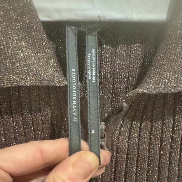 Anthropologie Shimmering Bronze Long Sleeve Dress - Picture 2 of 3